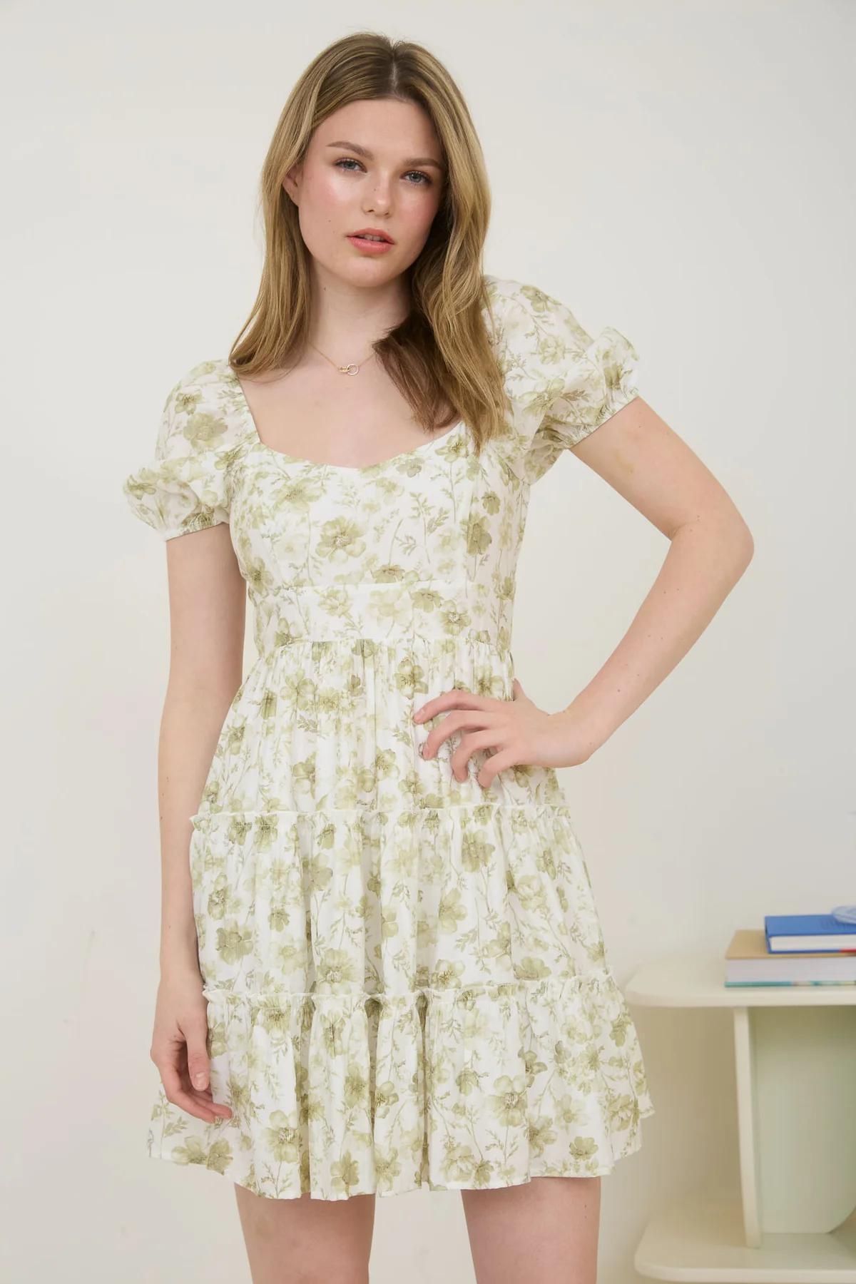 OPEN BACK TIE TIERED MINI DRESS