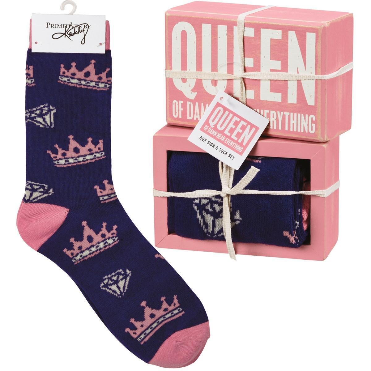Queen Of Damn Near Everything Sign & Socks