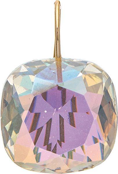 Gold Aurora Borealis Clear Faceted Gem Drop Earring