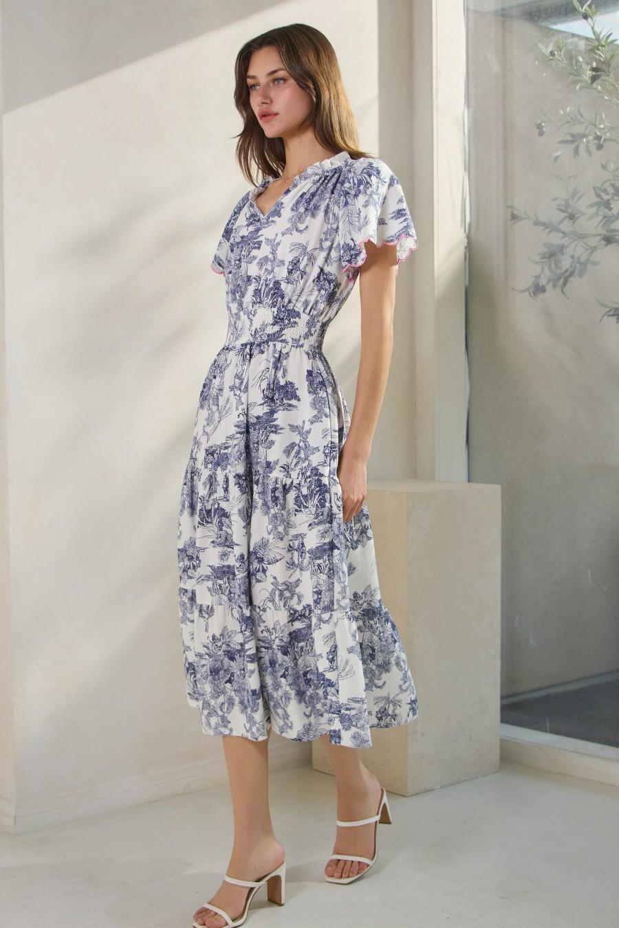 Plus Toi De Paris Printed Tired Midi Dress