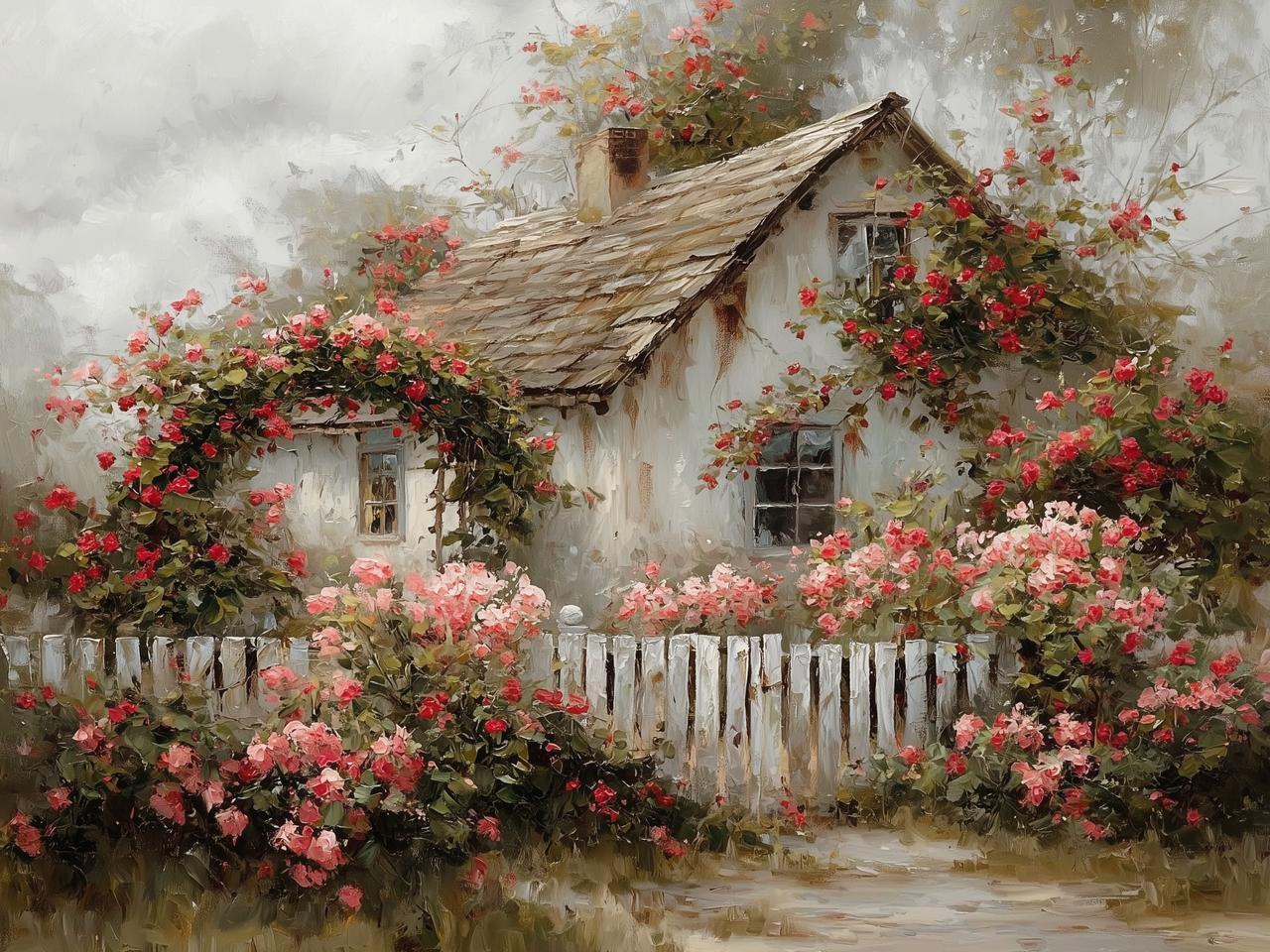 Spring Cottage Bloom 12x16 Picture