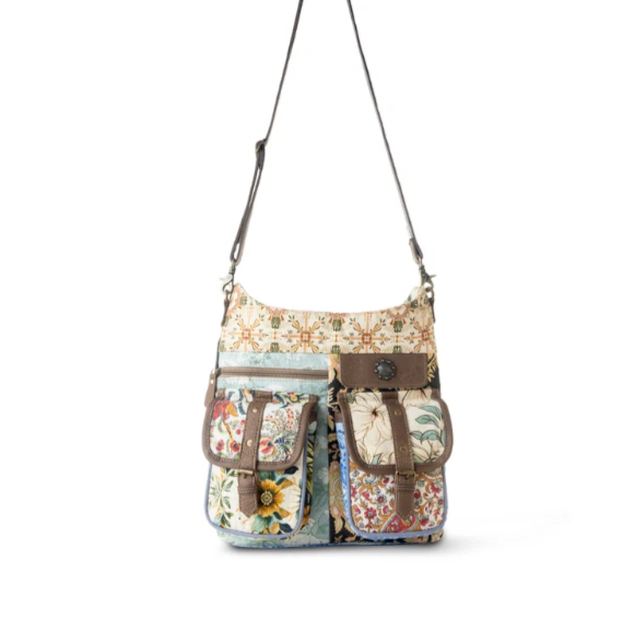 Le Fleur Bel Cowgirl Shoulder Bag for Women in yellow floral with leather and Concho details