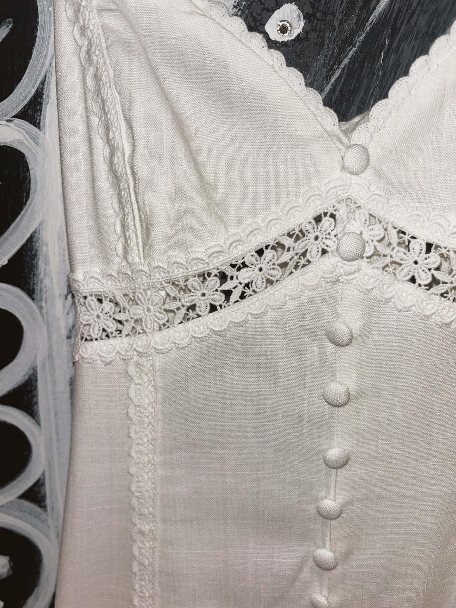 Cream Trim Detail Mini Dress