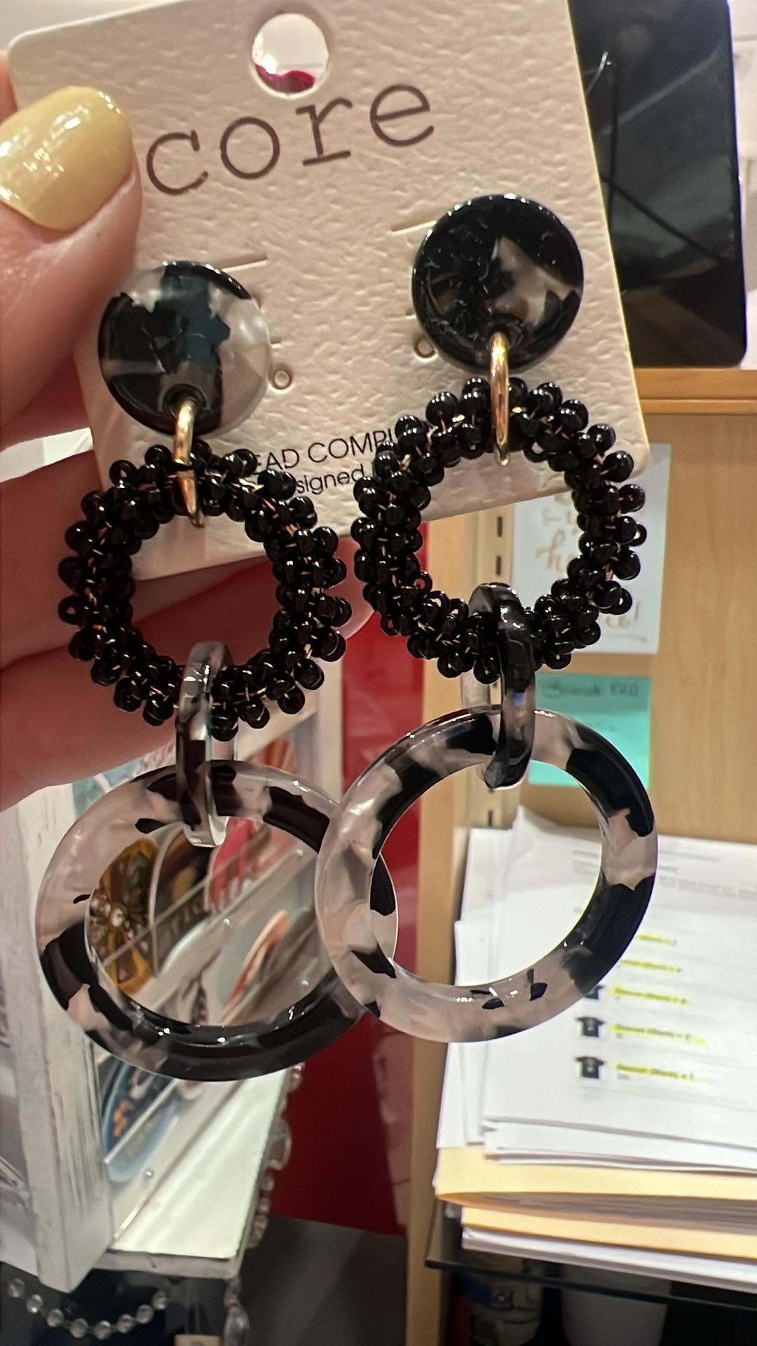 Acrylic & Bead Circle Earrings