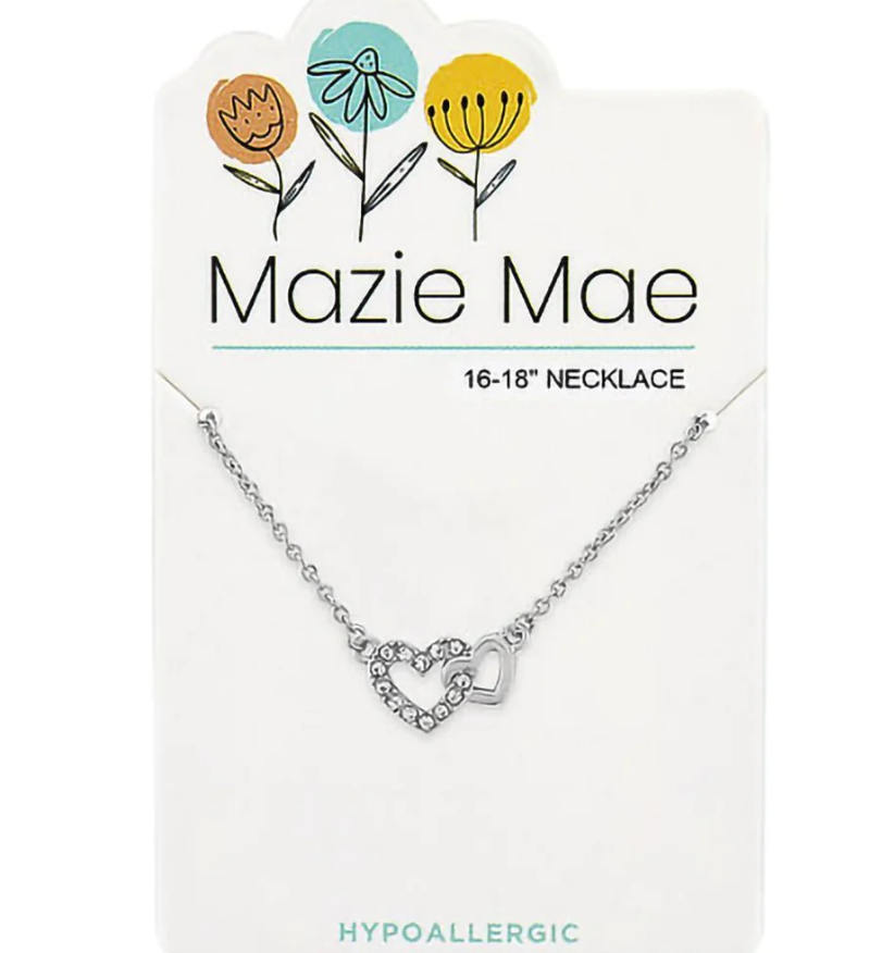 Silver Interlocking Hearts Mazie Mae Necklace