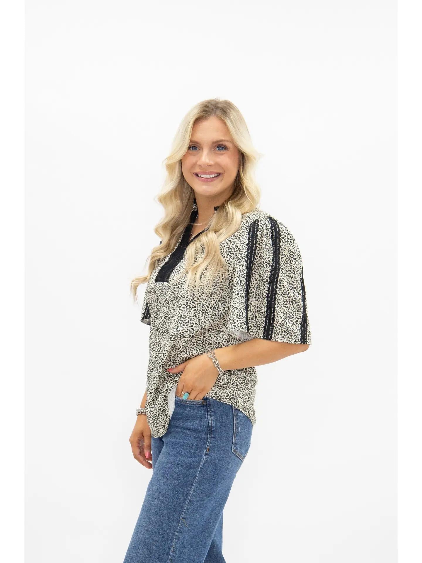 Black & Ivory Floral Top