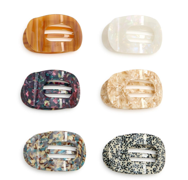 Low Profile Flat Claw Clip in Marbled Acrylic