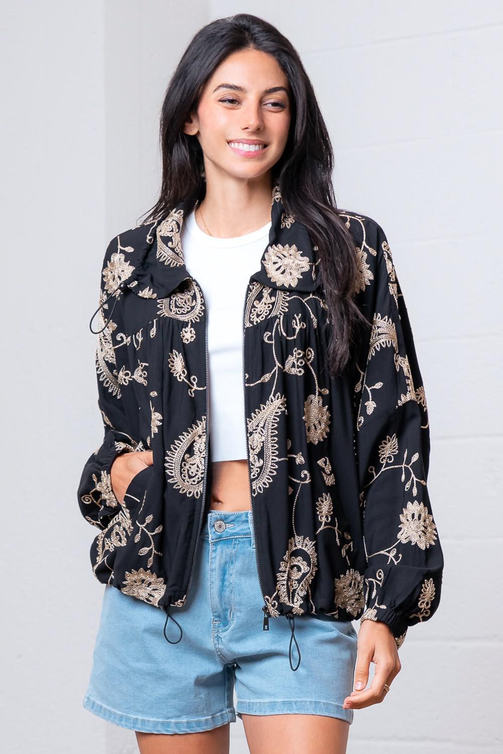 Raglan Emboridery Windbreaker