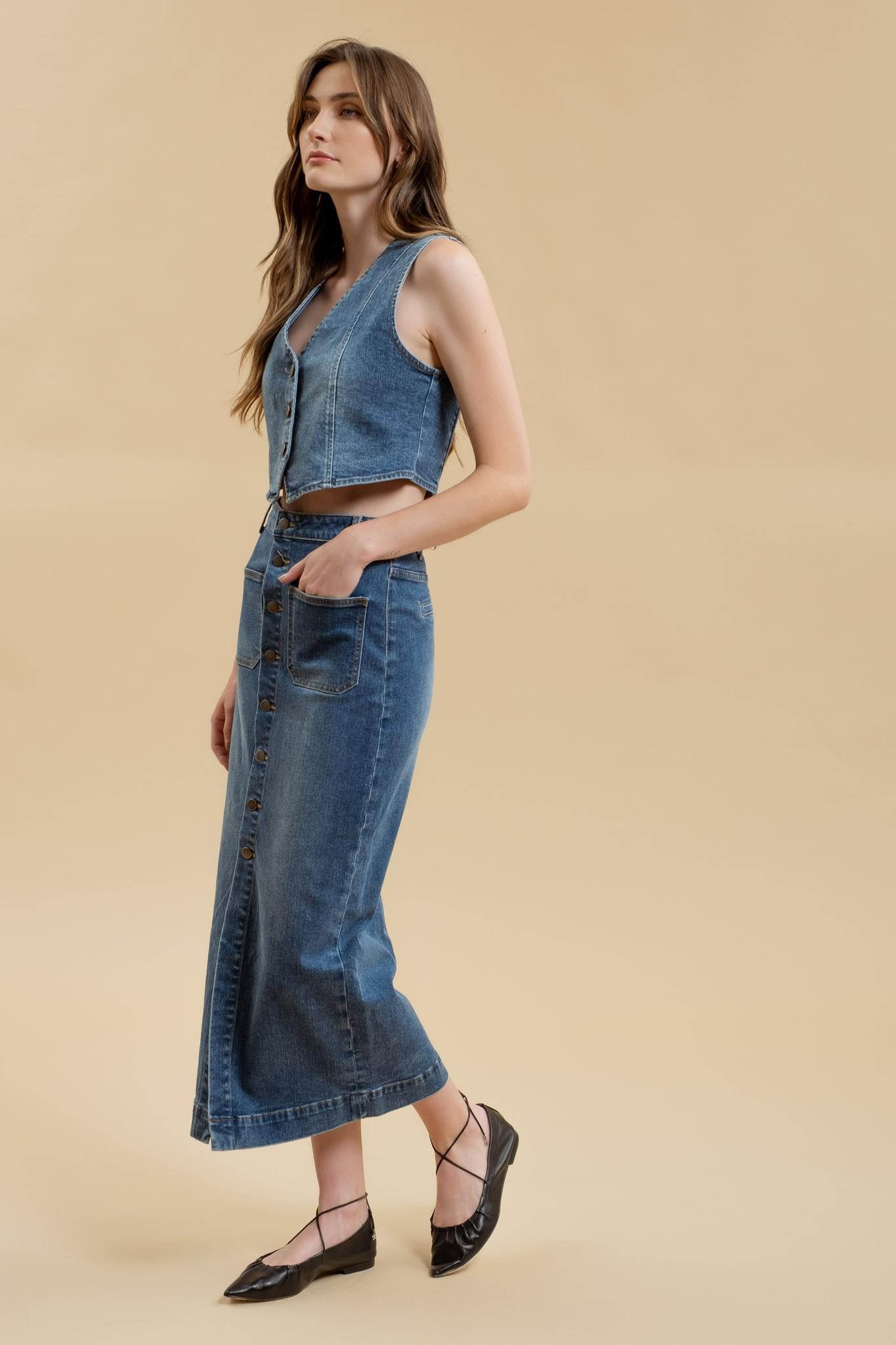 Denim Midi Skirt