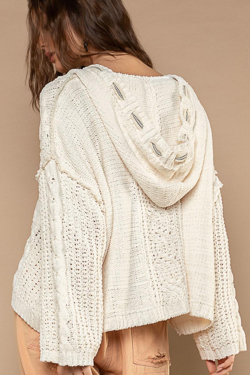 Cream Cable Hoodie