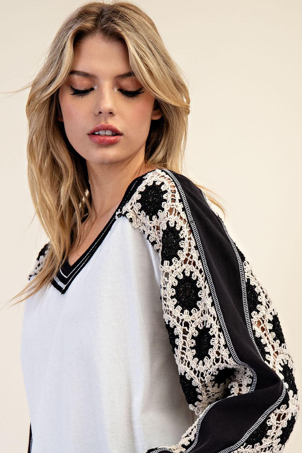 Embroidered Raglan Sleeve Top