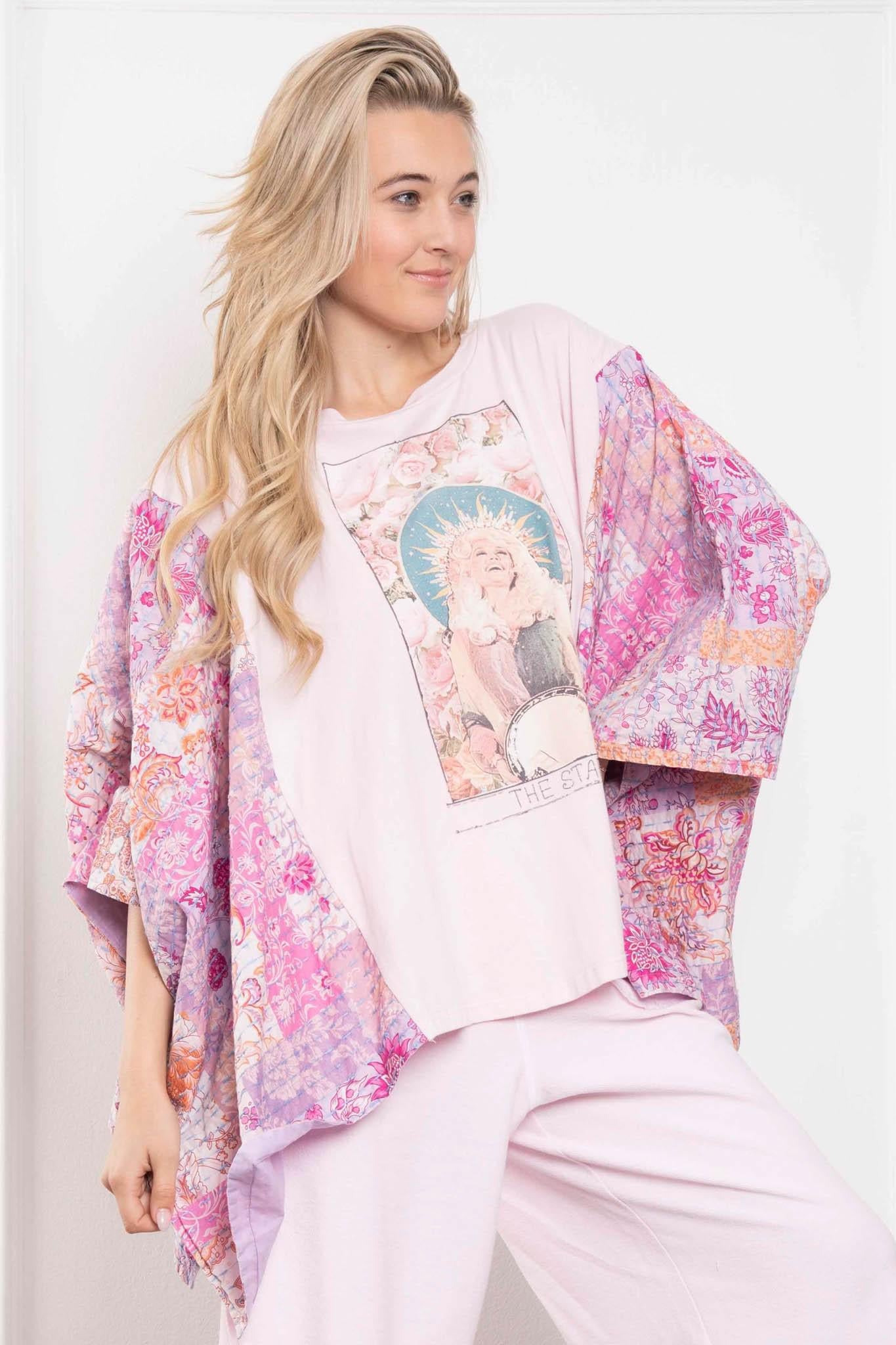 Dolly Parton Print Kantha Poncho Top