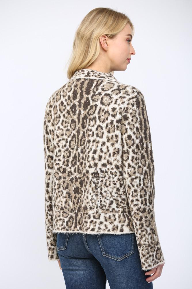 Animal Pattern Jacquard Knit Button Up