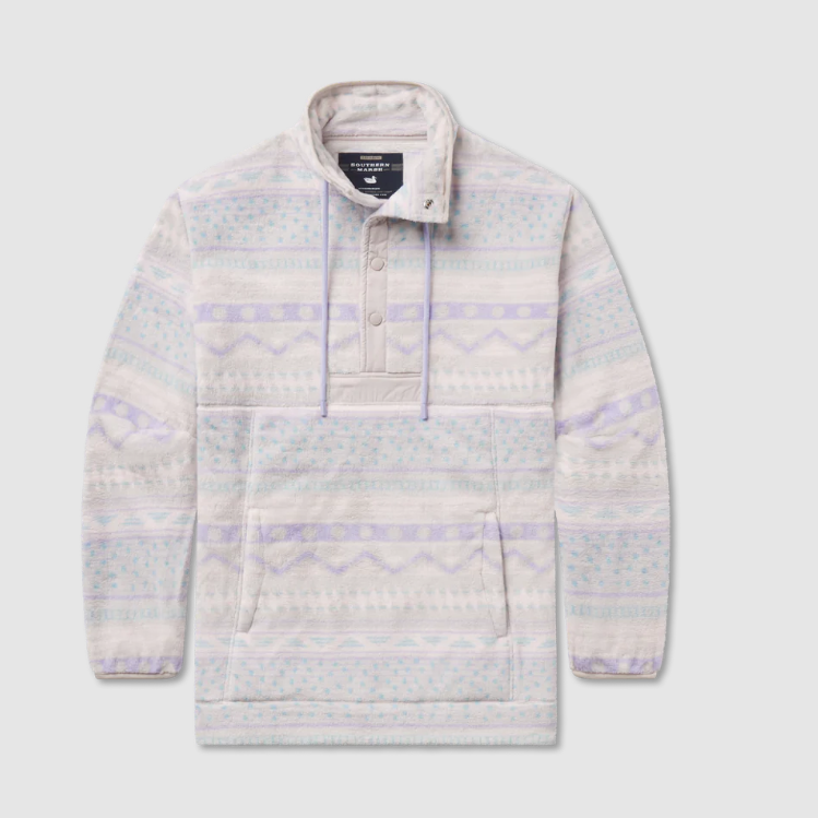 Four Corners Printed Pullover Light Gray & Lilac