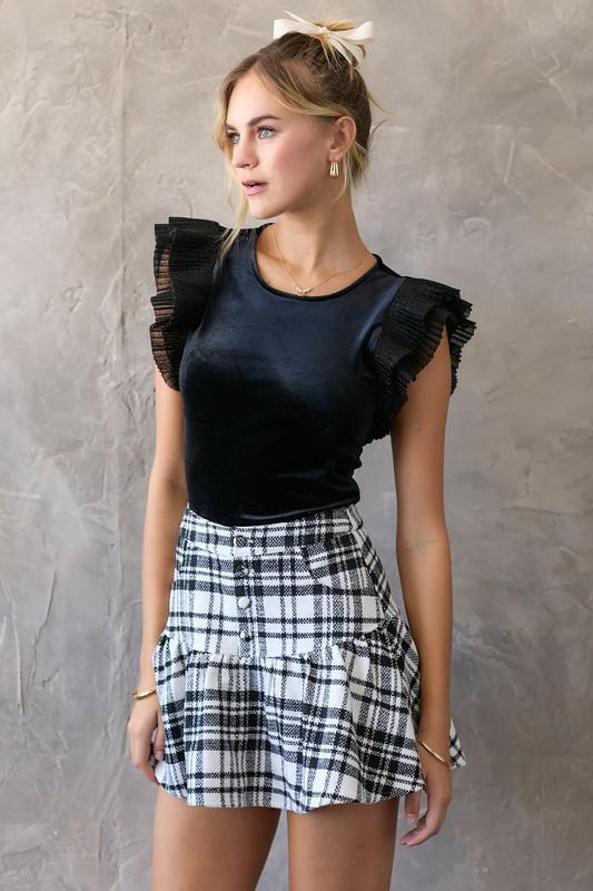 Ruffle Plaid Skirt