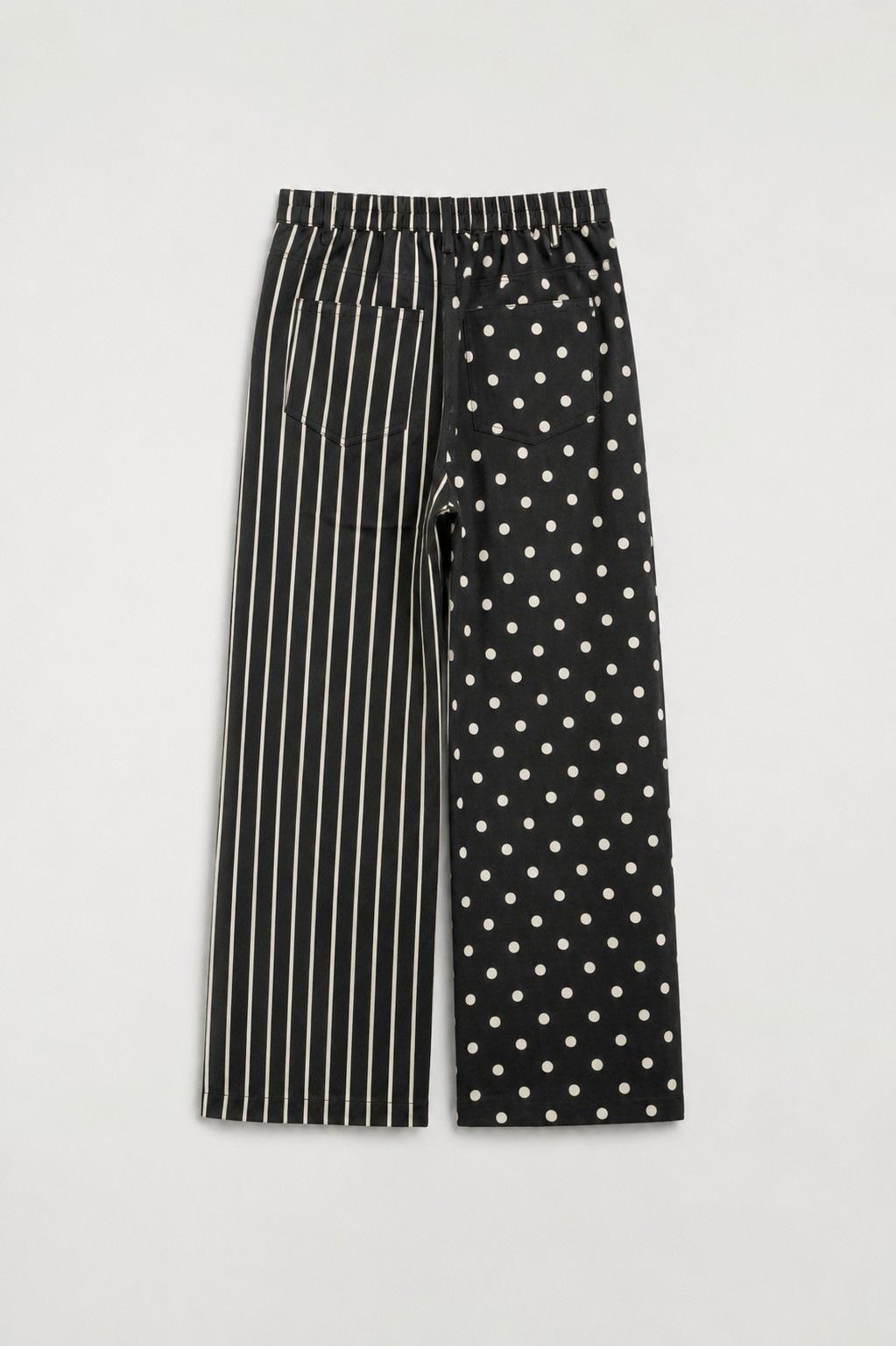 Mix Dot & Stripe Wide Leg Pants