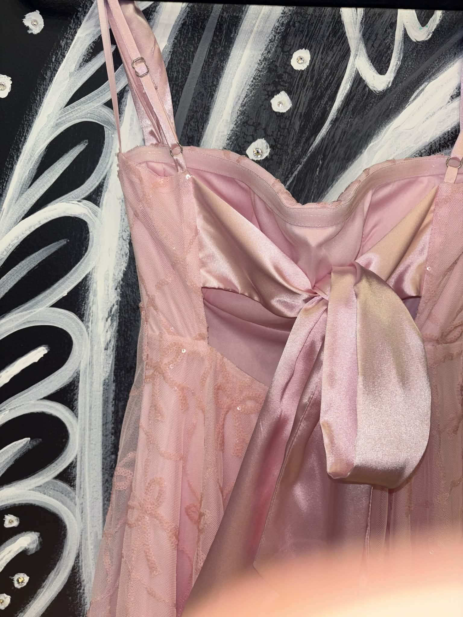 Pink Ribbon Sequin Bow Tie Mini Dress