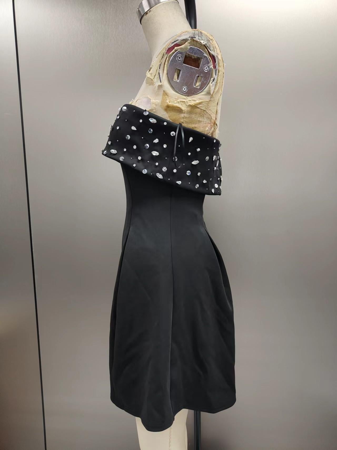 Rhinestone Beaded Sleeveless Mini Dress