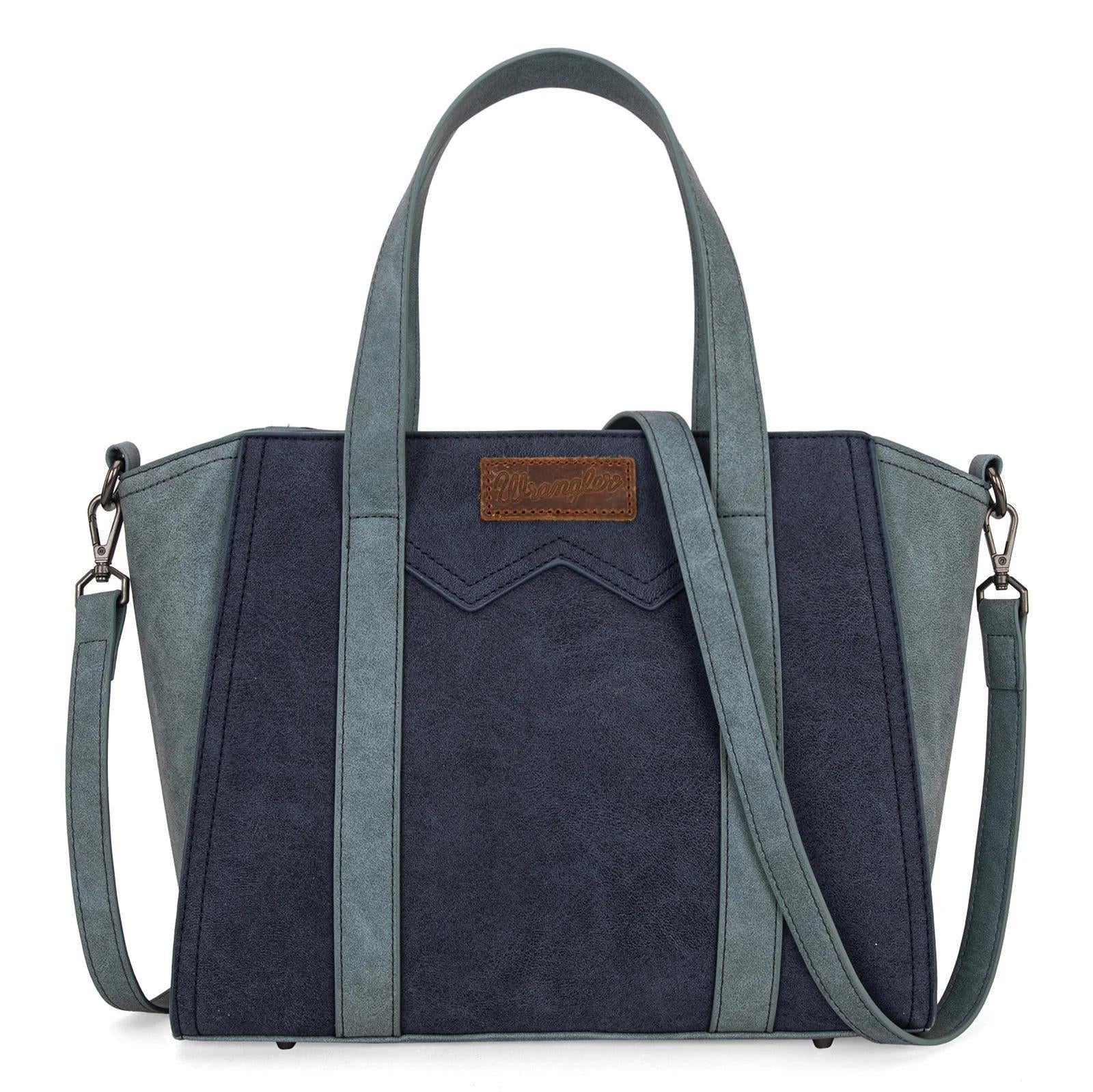 Wrangler "W" Stitch Two Tone Tote/Crossbody - Navy