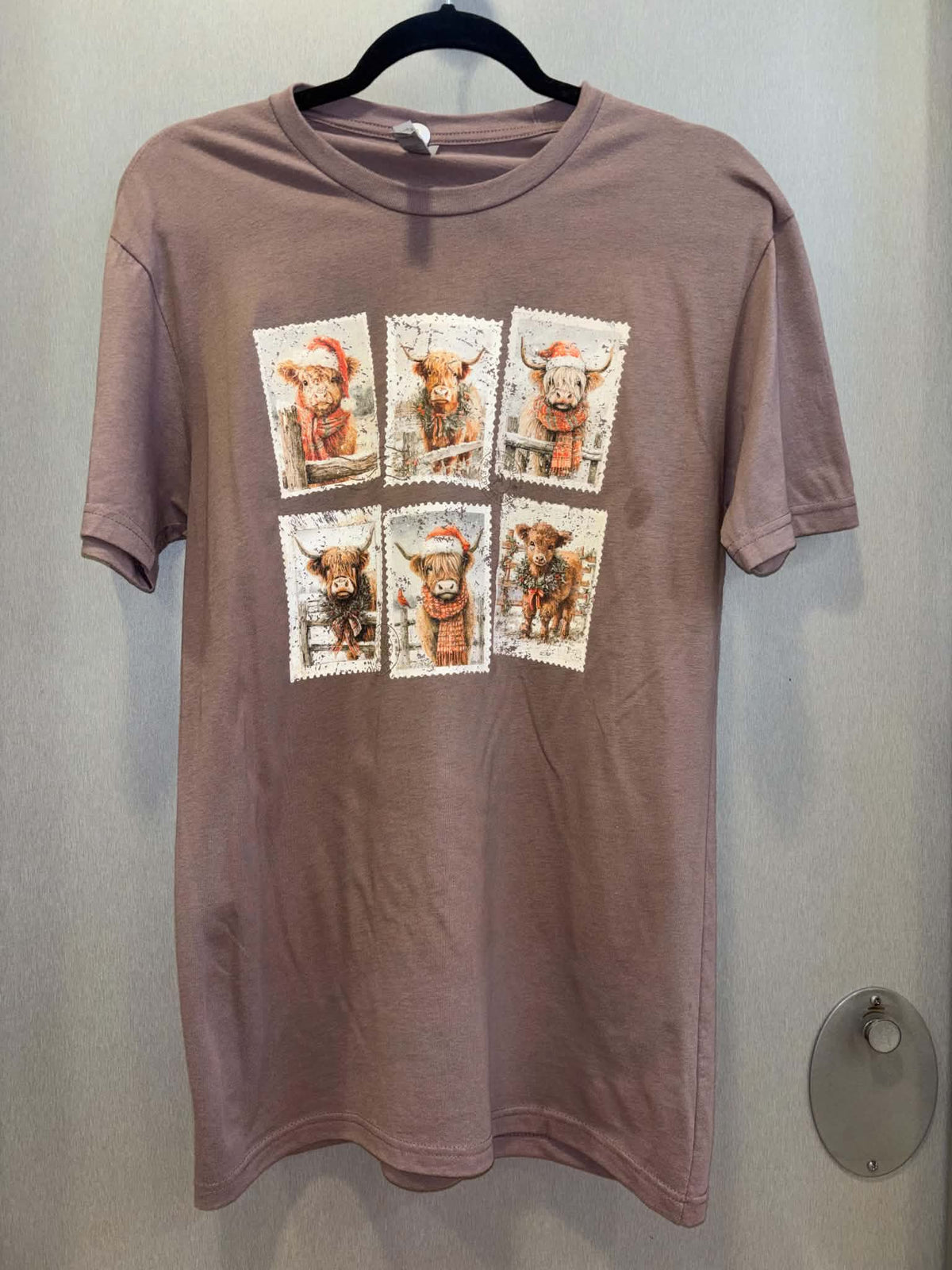 Highland Cow Christmas Stamps Tee
