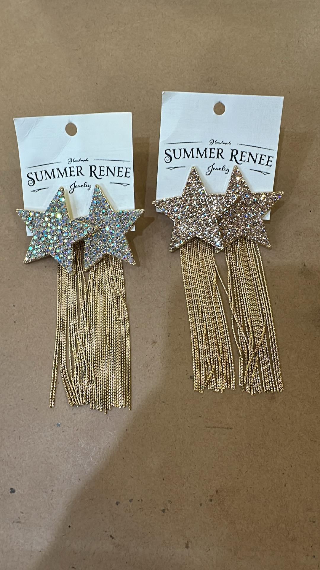 Crystal Tassel Star Earrings