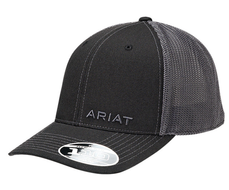 ARIAT FIT FLEX 110 TEXT OFFSET BLACK HAT