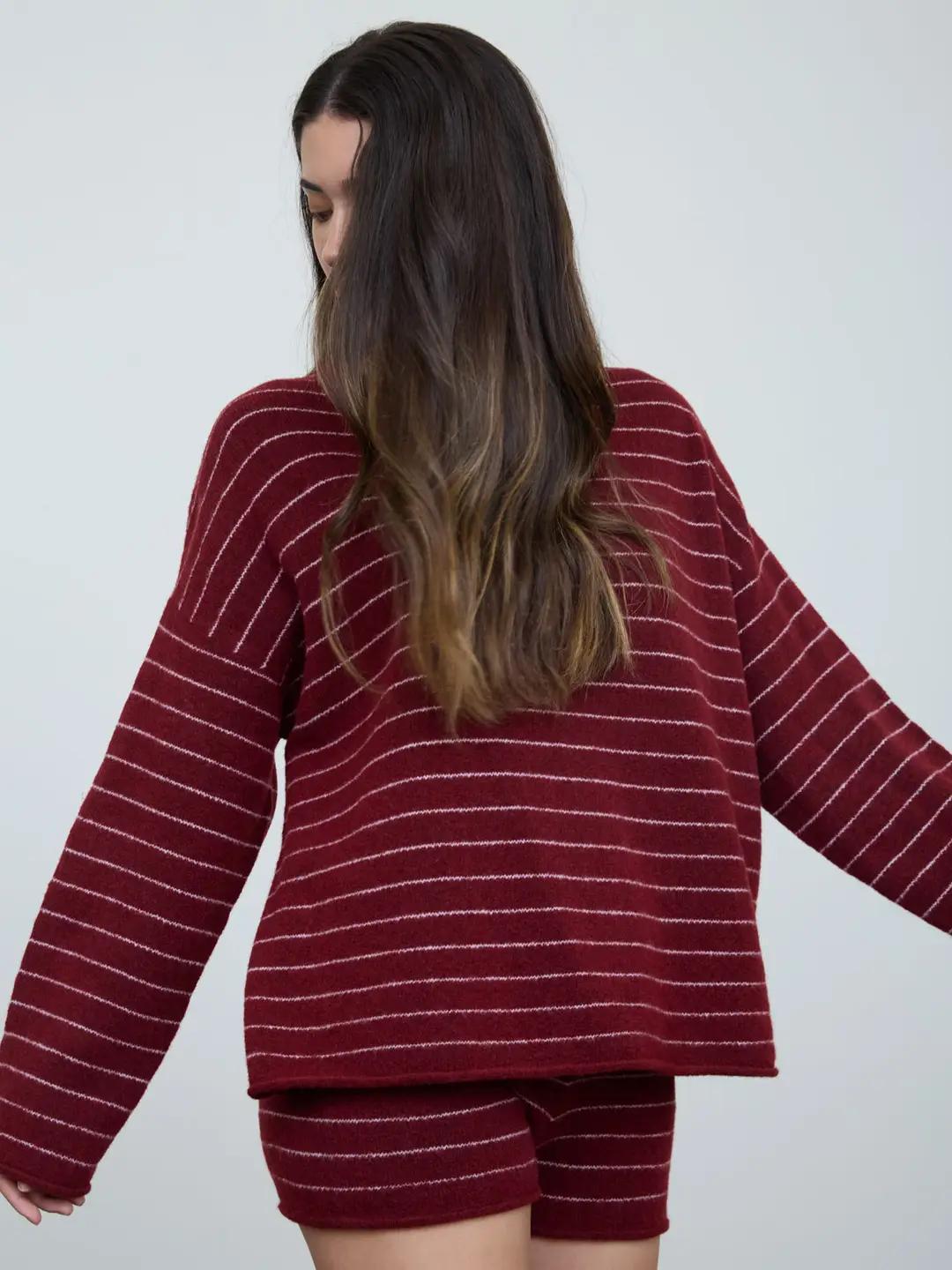 Burgundy Stripe Set