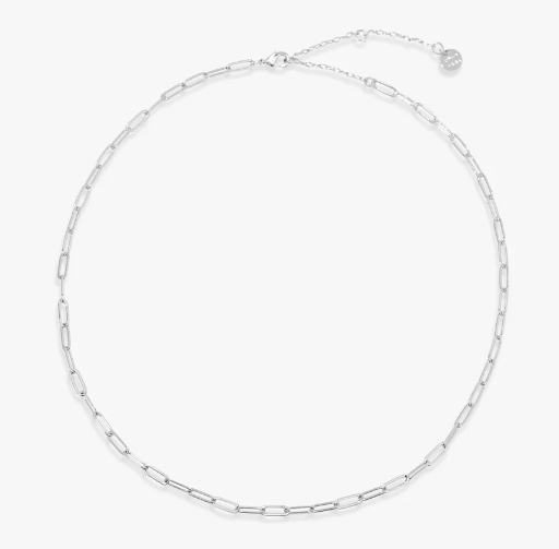 Simple Paper Clip Choker Necklace Silver