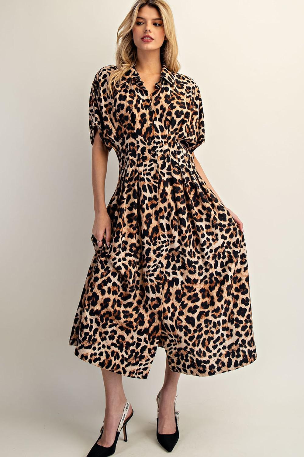 Leopard Button Down Maxi Dress