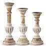Whitewashed Carved Mango Wood Candle Holder