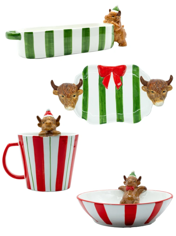 SS-Ceramic Cow- Christmas Dishware