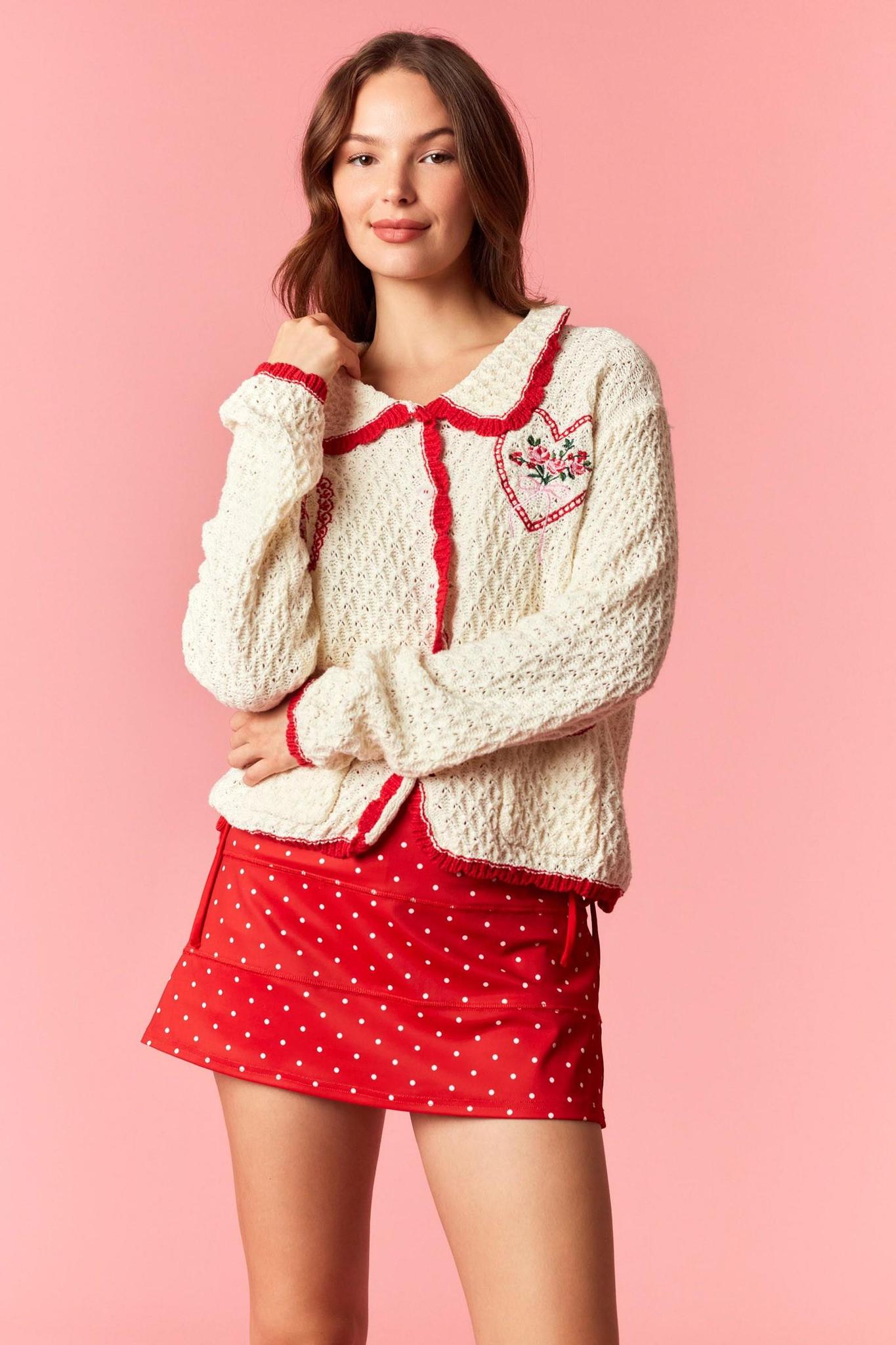 Polka Dot Bow Tie Back Knife Pleated Active Skort