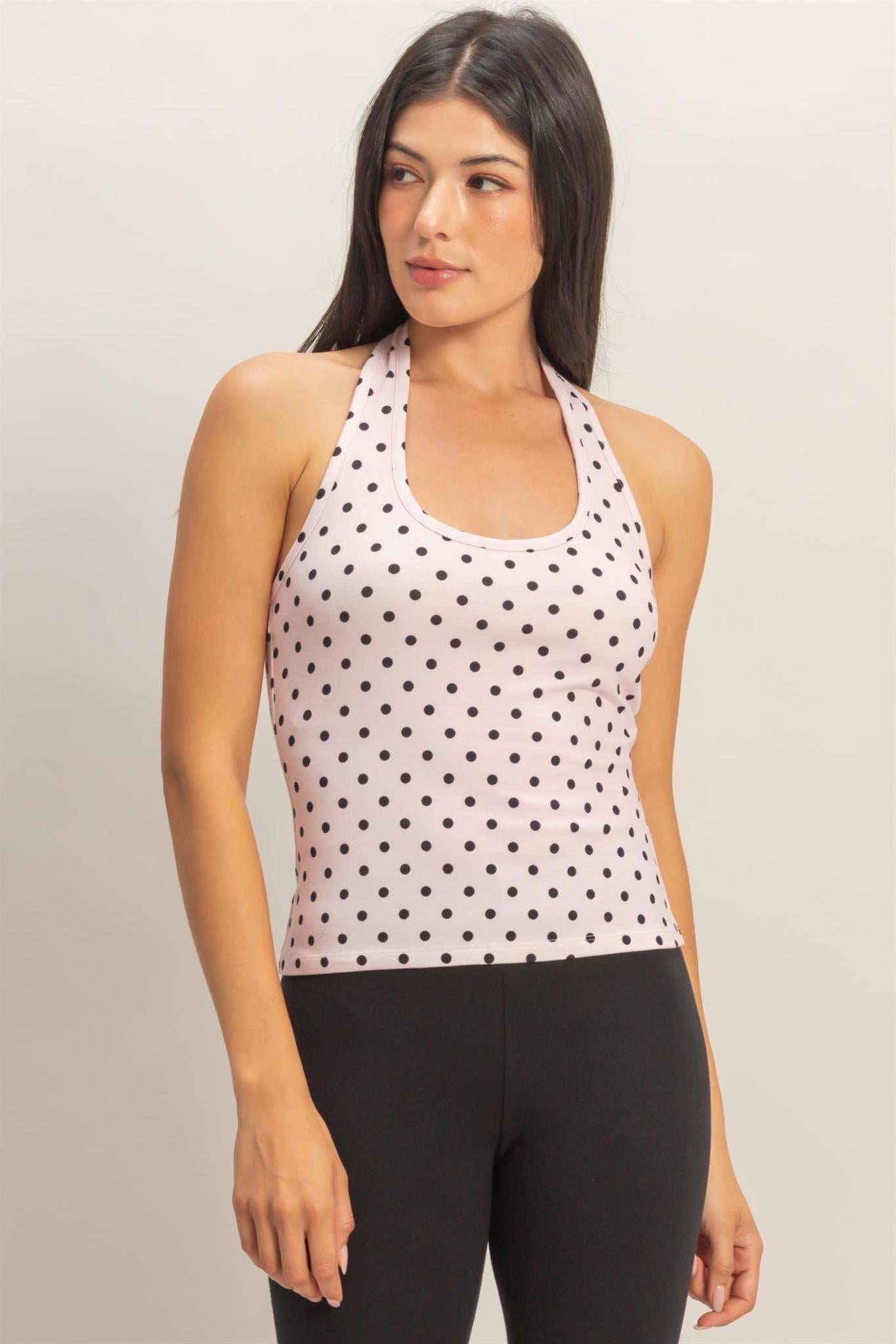 Polka Dot Halter Top - Pink