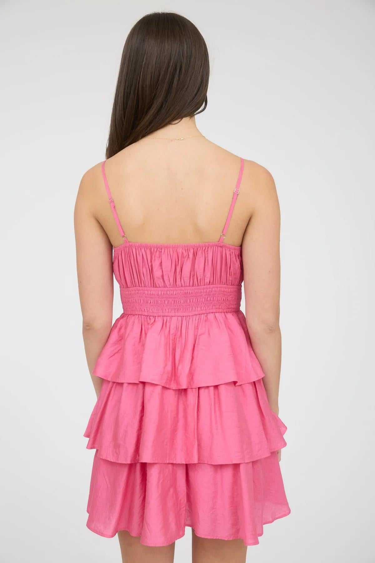 Ruffle tiered spaghetti strap mini dress