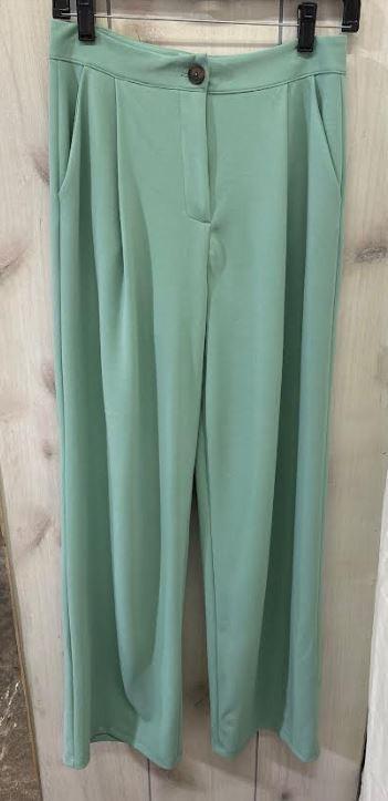Solid Pocket Wide Leg Trousers