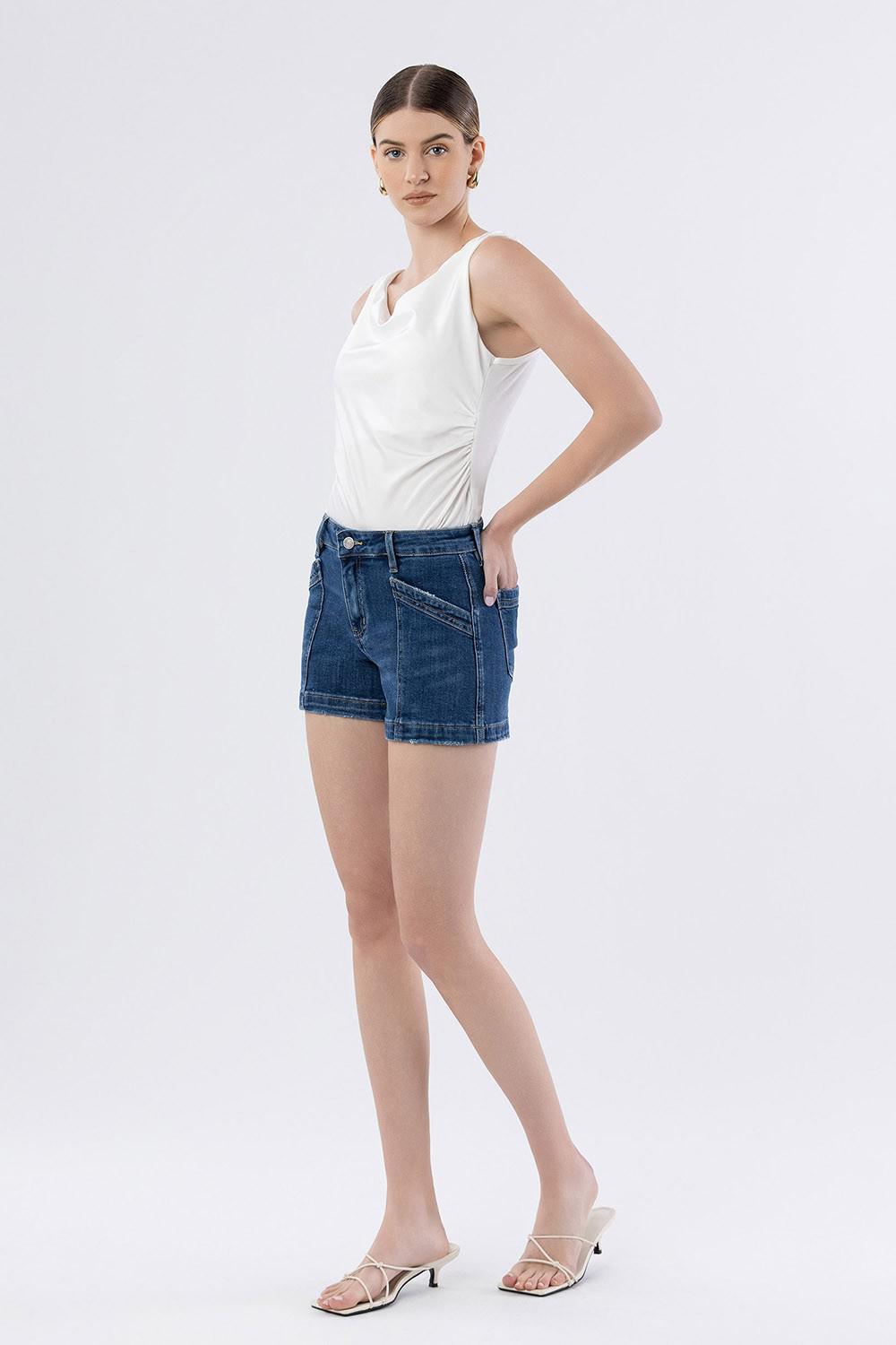 High Rise Trouser Hem Utility Shorts