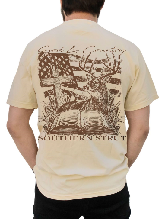 Red, White & Buck Tee - Ivory