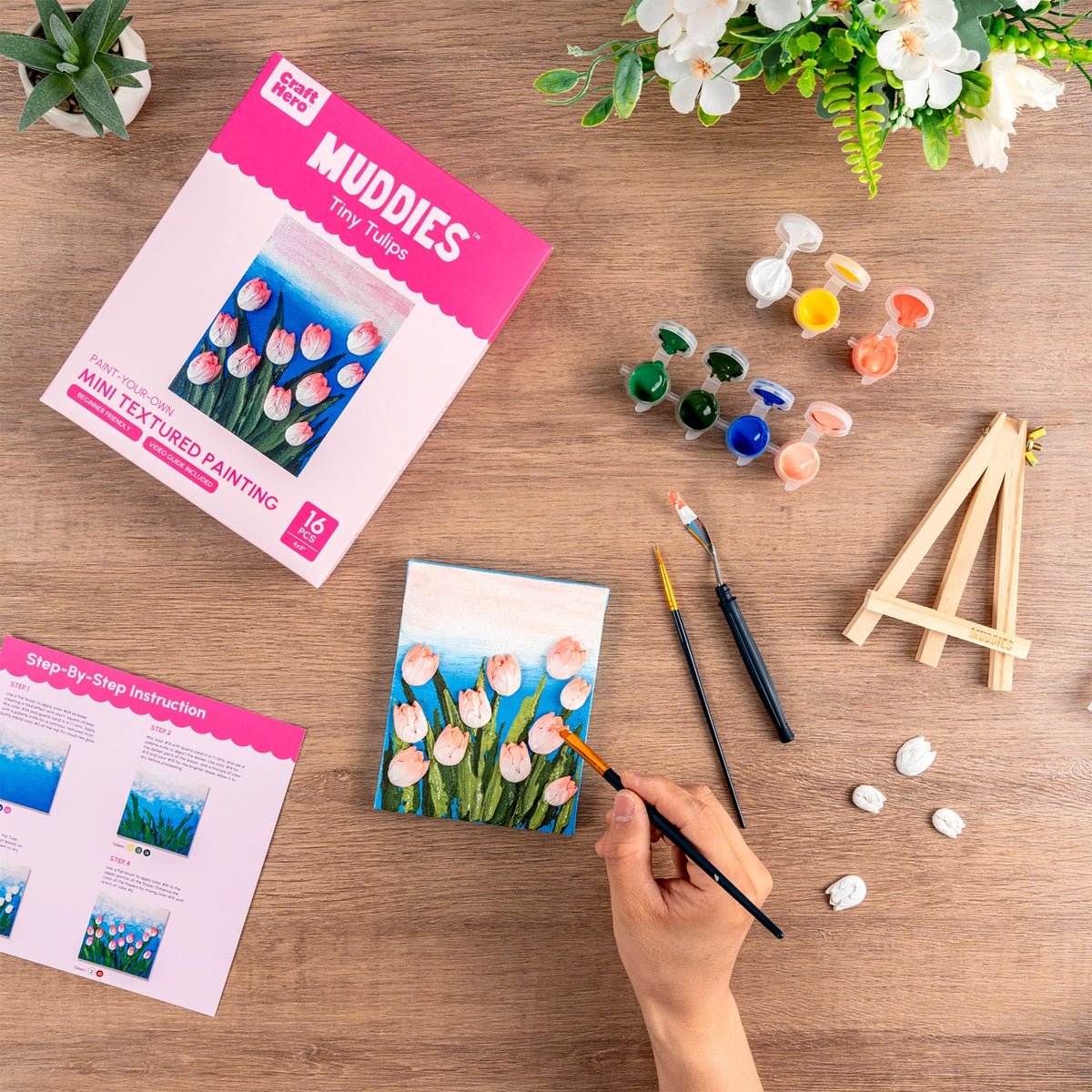 Craft Hero Muddies™ - Tiny Tulips - 3D Textured Sand Art Kit