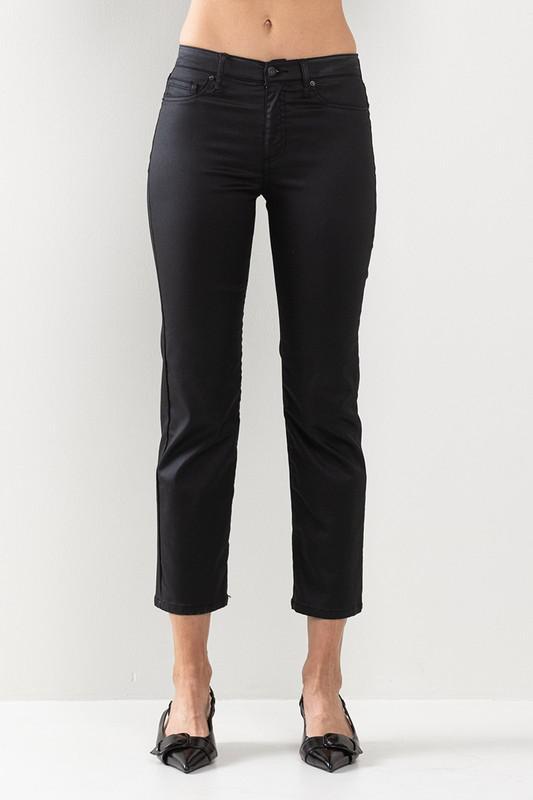 Coated Black Straight Jeans