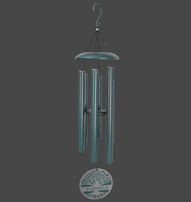 36" Dark Peacock Green Powder Coated Aluminum Wind Chime - Engravable