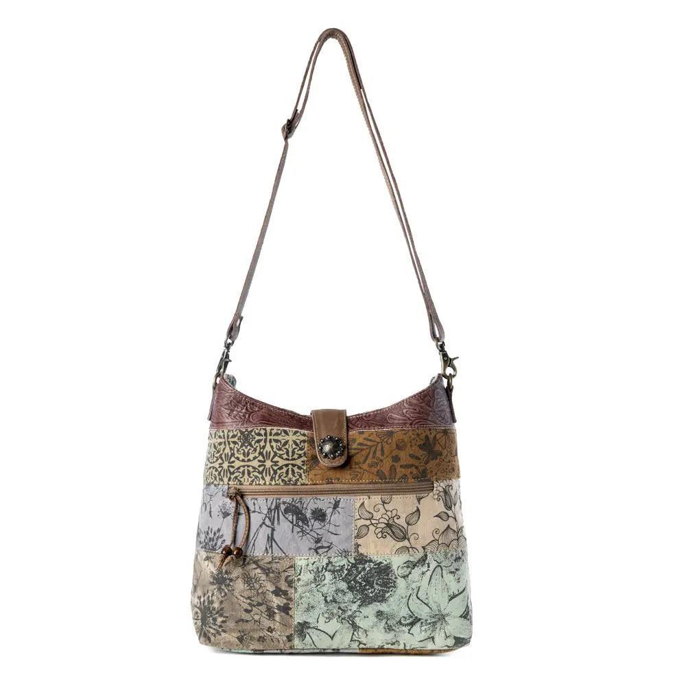 Sageweave Vintage Shoulder Bag For Women in Sage with Patch Detail