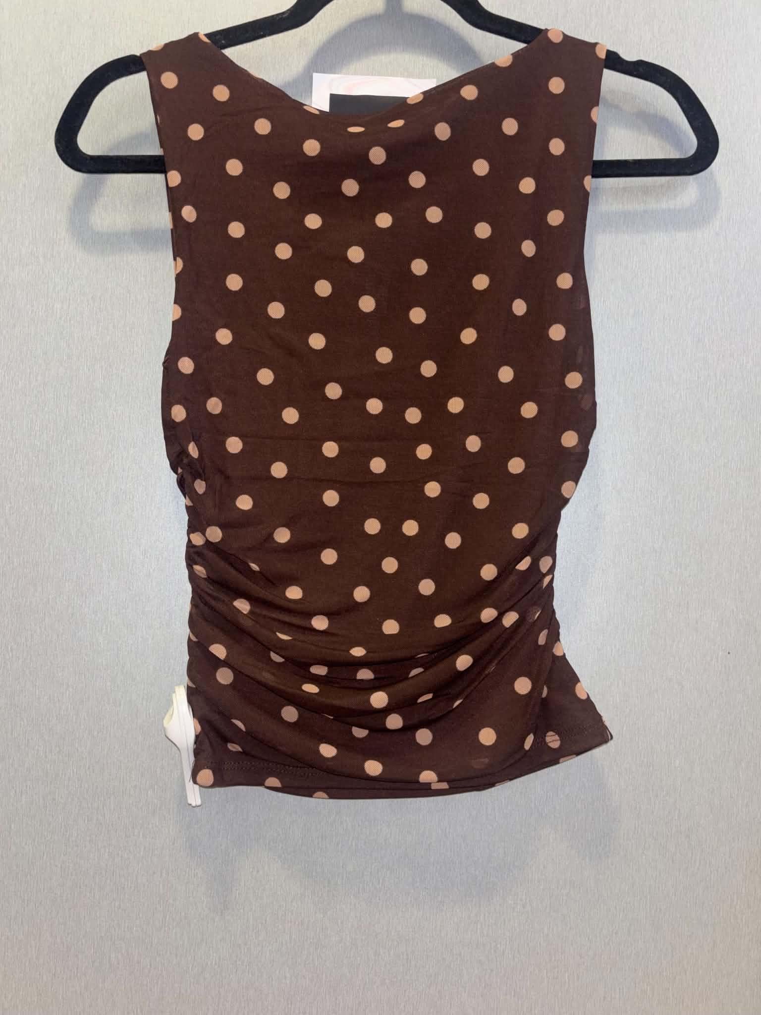 Dark Brown Polka Dot Boat Neck Top