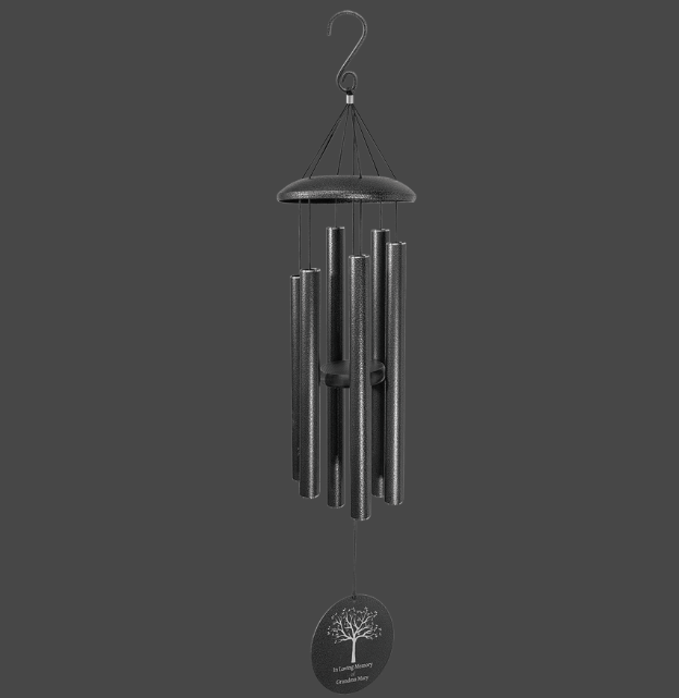 30" Black Powder Coated Aluminum Wind Chime - Engravable