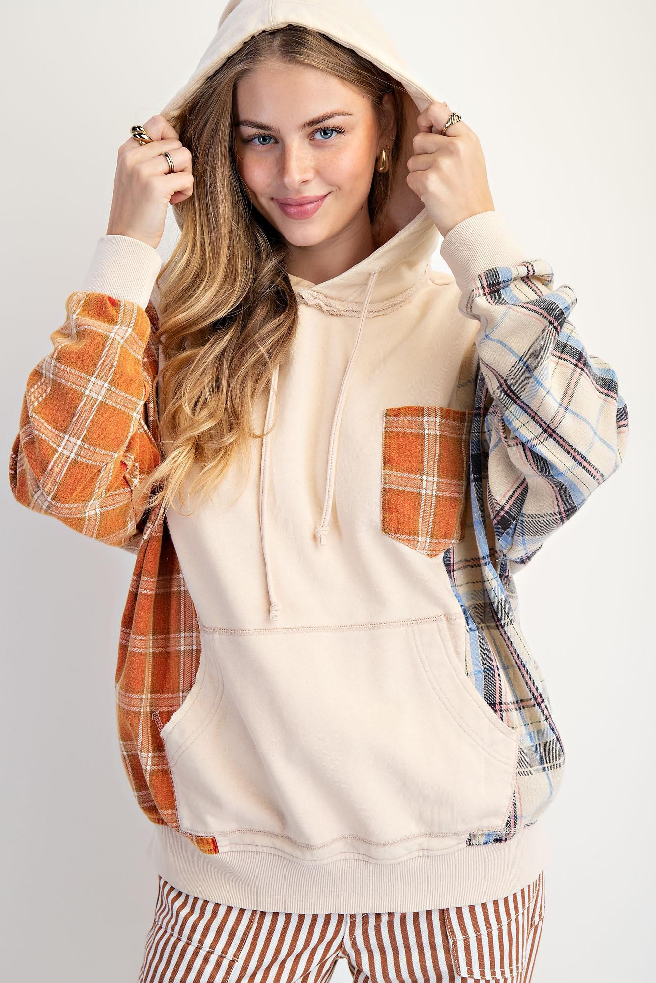 Plaid Mix Mineral Wash Sweatshirt