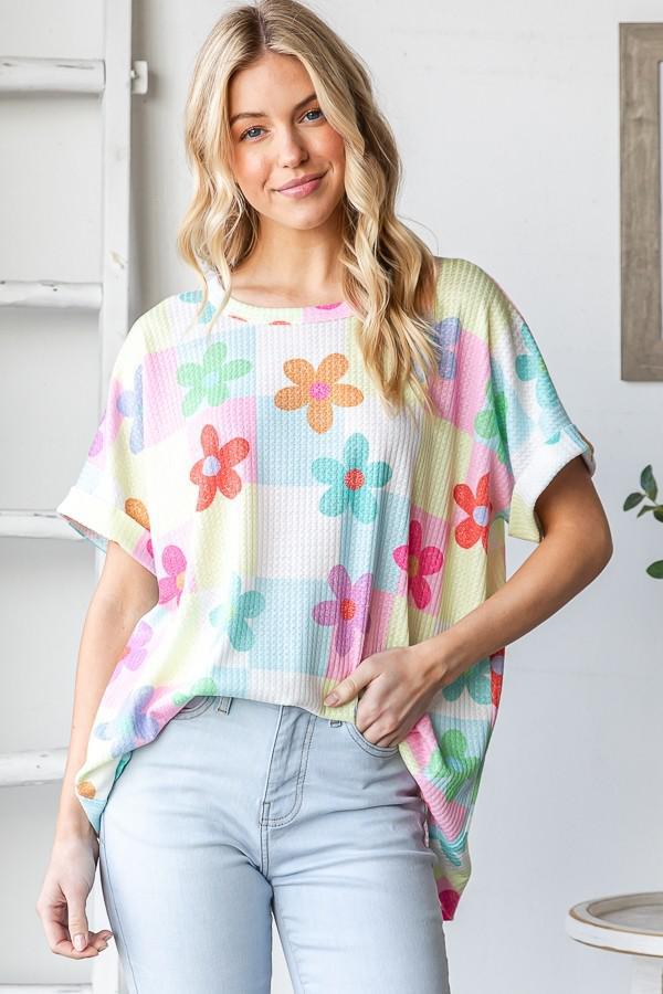 Short Sleeve Floral Print Top