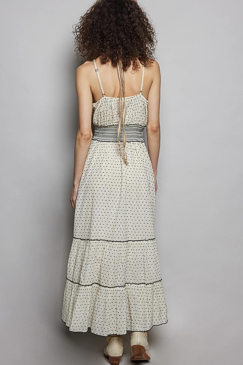 Handcrafted Touch Tassel Tie Smocked Waistband Maxi Dress