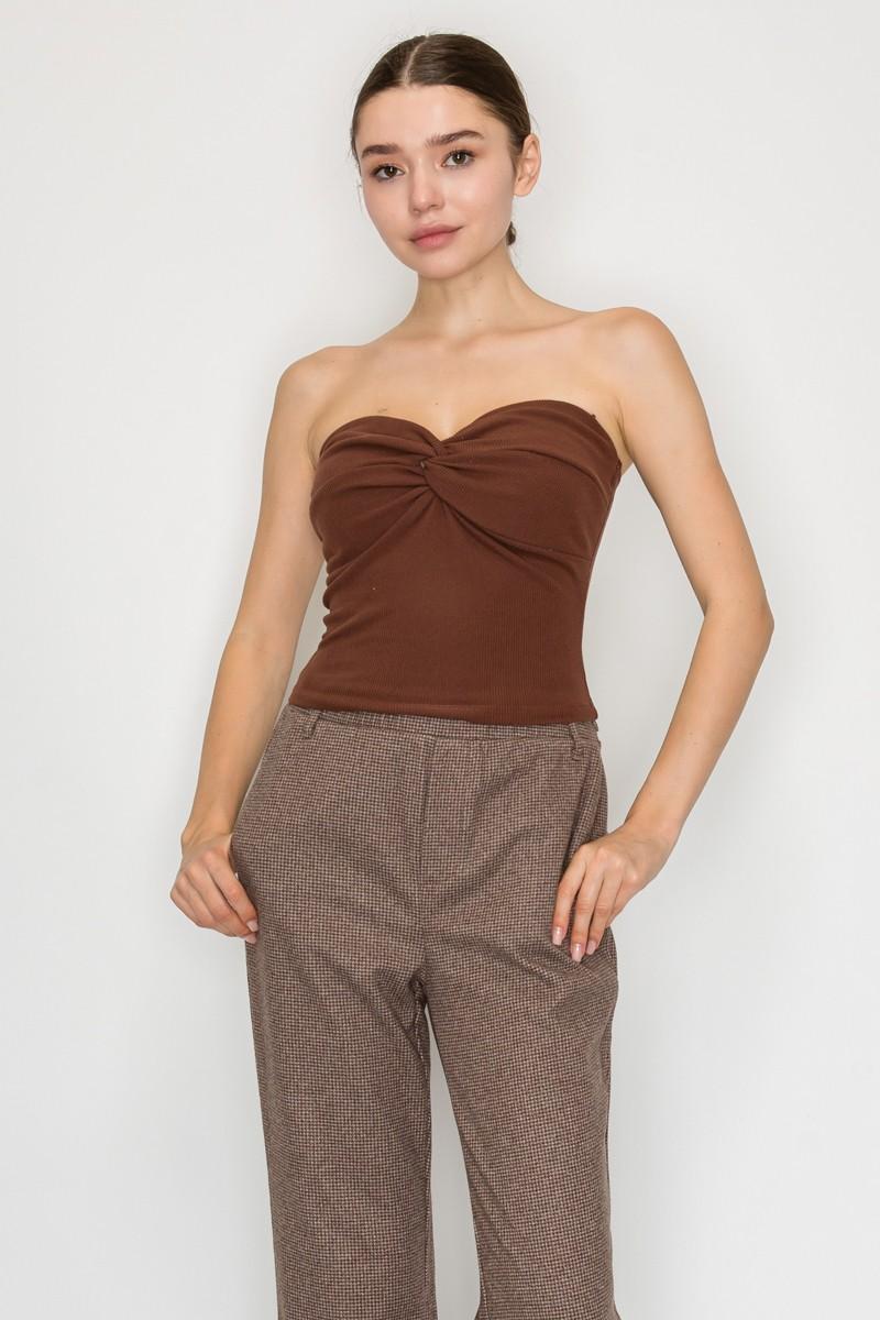 Twisted-front Solid Tube Top