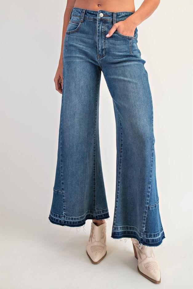 Frayed Pocket Boot Cut Jeans