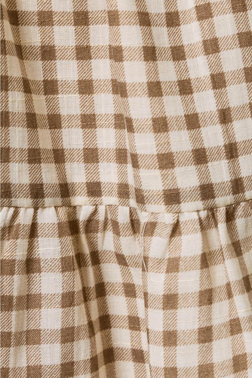 Smocked Gingham Bodice Low Waist Tube Dress