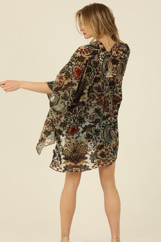 Paisley Velvet Burnout Kimono